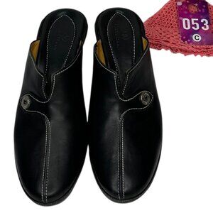 Cole Haan Black Leather Slip On Mules/Clogs Heels Size 9B